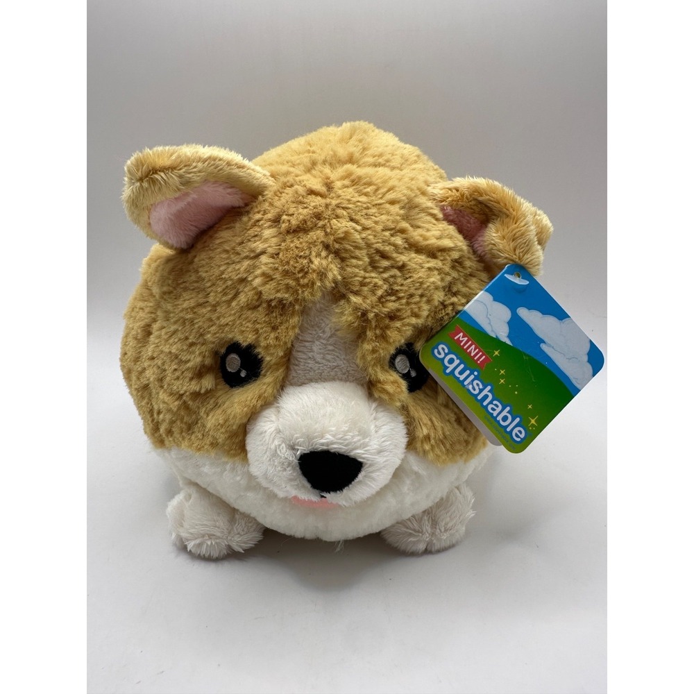 NWT Mini Squishable Baby Corgi Plush 7" Tall 10" Long Brown White 2024